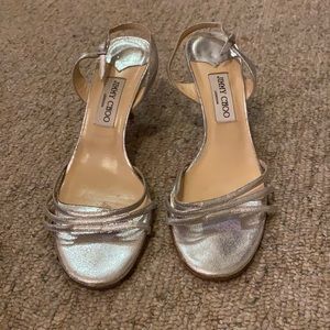 Vintage Jimmy Choo Silver Sling Back Heels
